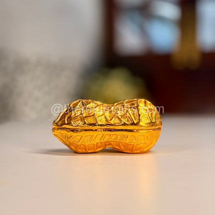 Golden Shaped Peanut Jar | TRG0028 | Gold Finish Metal Peanut‑Shape Jar Under ₹400 | Unique Wedding & Festive Return Gift Container