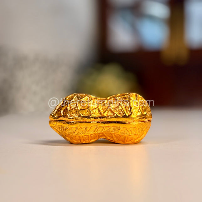 Golden Shaped Peanut Jar | TRG0028 | Gold Finish Metal Peanut‑Shape Jar Under ₹400 | Unique Wedding & Festive Return Gift Container