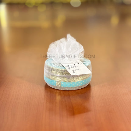 4" Blue Meenakari Box | TRG0034 | 4 Inch Round Blue Meenakari Stainless Steel Gift Box Under ₹200 | Traditional Wedding, Pooja & Festive Return Gift Dabba