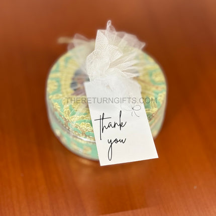 4" Green Meenakari Box | TRG0033 | 4 Inch Round Green Meenakari Stainless Steel Box Under ₹200 | Traditional Wedding, Pooja & Festive Return Gift