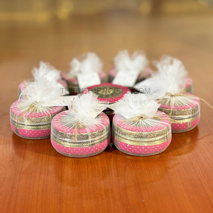 4" Pink Meenakari Box | TRG0035 | 4 Inch Round Pink Meenakari Stainless Steel Box Under ₹200 | Wedding, Pooja & Festive Return Gift