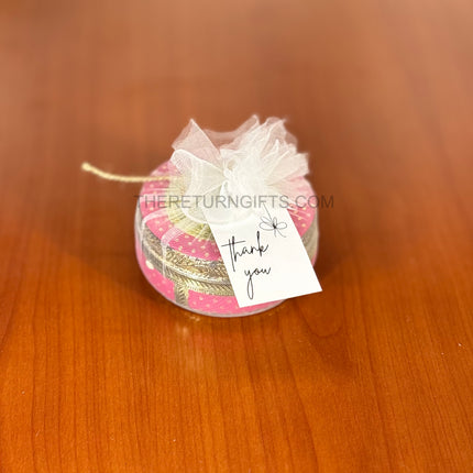 4" Pink Meenakari Box | TRG0035 | 4 Inch Round Pink Meenakari Stainless Steel Box Under ₹200 | Wedding, Pooja & Festive Return Gift