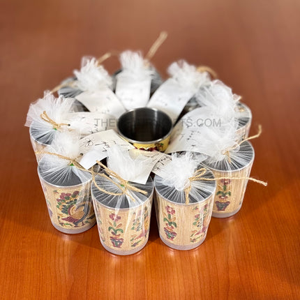 Meenakari Glass | TRG0038 | Meenakari Stainless Steel Glass Under ₹150 | Colorful Peacock Design Wedding & Festive Return Gift