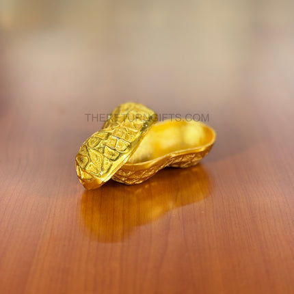 Golden Shaped Peanut Jar | TRG0028 | Gold Finish Metal Peanut‑Shape Jar Under ₹400 | Unique Wedding & Festive Return Gift Container