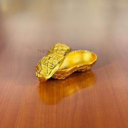 Golden Shaped Peanut Jar | TRG0028 | Gold Finish Metal Peanut‑Shape Jar Under ₹400 | Unique Wedding & Festive Return Gift Container