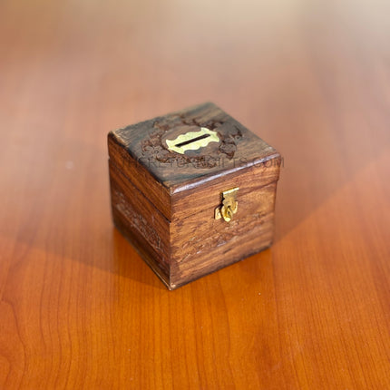Wooden Coin Box | TRG0060 | Handcrafted Wooden Money Saving Box Under ₹250 | Cute Tabletop Savings Bank for Kids, Adults & Return Gifts