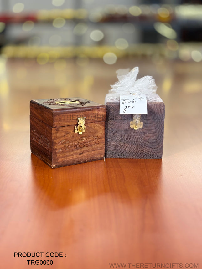 Wooden Coin Box | TRG0060 | Handcrafted Wooden Money Saving Box Under ₹250 | Cute Tabletop Savings Bank for Kids, Adults & Return Gifts