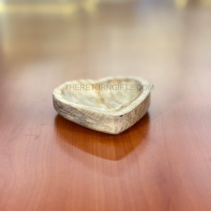 Wooden Heart Shaped Bowl | TRG0062 | Handcrafted Heart Shape Wooden Bowl for Snacks, Decor & Candle Styling Under ₹300 | Wedding & Housewarming Return Gift