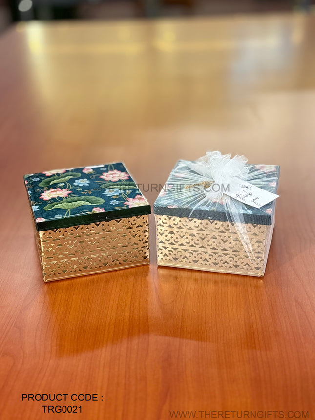 6 Inch Printed Square Box | TRG0021 | 6x6 Inch Decorative Square Box Under ₹300 | Ideal Wedding, Festive & Corporate Hamper Packaging