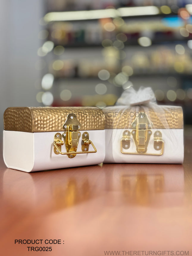 Decorative Metal Storage Box | TRG0025 | Embossed Metal Gift & Storage Container Under ₹700 | Reusable Wedding & Festive Return Gift Box