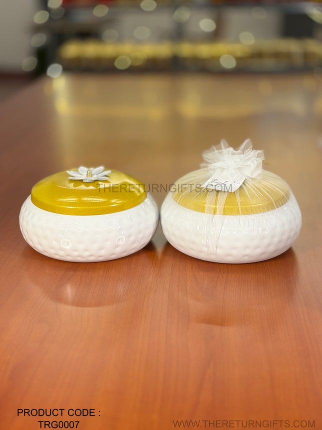 8 Inch White Jar | TRG0007 | 8" White Storage & Decorative Jar & Home Decor Under ₹400 | Elegant Kitchen Container & Festive Gift Jar