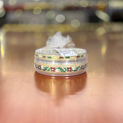 6" Meenakari Box | TRG0030 | 6 Inch Round Meenakari Stainless Steel Box Under ₹300 | Elegant Traditional Wedding, Pooja & Festive Return Gift