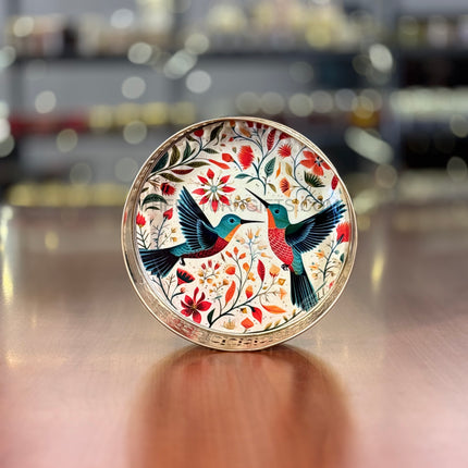 8" Printed Decorative Round Tray | TRG0009 | Colourful Printed Metal Round Gift Tray with Floral Designs Under ₹300 | Perfect Hamper & Wedding / Festive Return Gift Tray