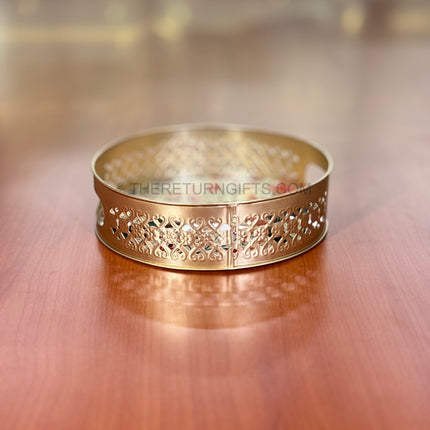 8" Printed Decorative Round Tray | TRG0009 | Colourful Printed Metal Round Gift Tray with Floral Designs Under ₹300 | Perfect Hamper & Wedding / Festive Return Gift Tray