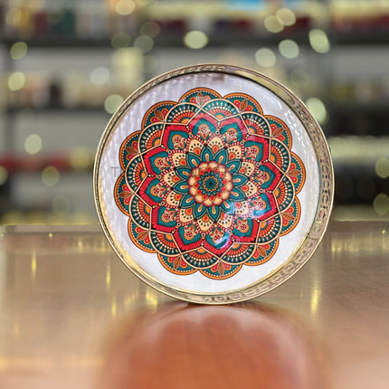 10" Printed Round Tray | TRG0010 | Decorative Printed Round Serving Gift Tray with Floral Designs Under ₹400 | Perfect Hamper & Wedding Festive Return Gift Tray
