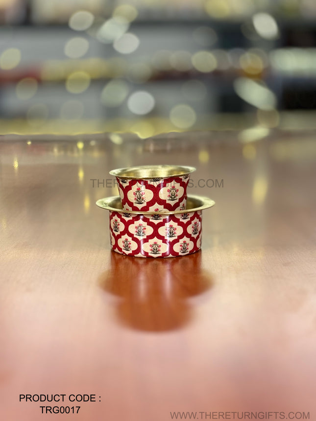 Printed Copper Dabara Set | TRG0017 | Traditional Printed Copper Filter Coffee Dabara Tumbler & Saucer Under ₹400 | Coffee Serving Set & Elegant Wedding Return Gift