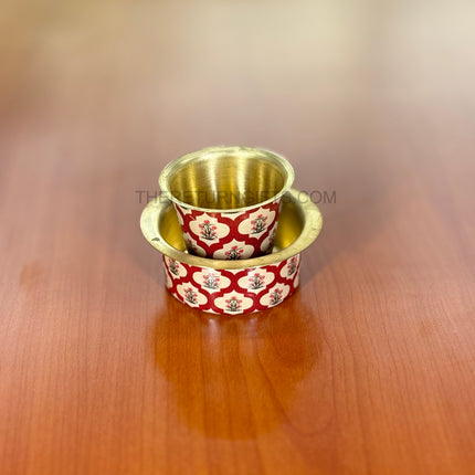 Printed Copper Dabara Set | TRG0017 | Traditional Printed Copper Filter Coffee Dabara Tumbler & Saucer Under ₹400 | Coffee Serving Set & Elegant Wedding Return Gift
