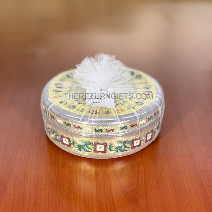 8" Meenakari Box | TRG0029 | 8 Inch Round Meenakari Stainless Steel Box Under ₹400 | Traditional Wedding Hamper, Pooja & Festive Return Gift