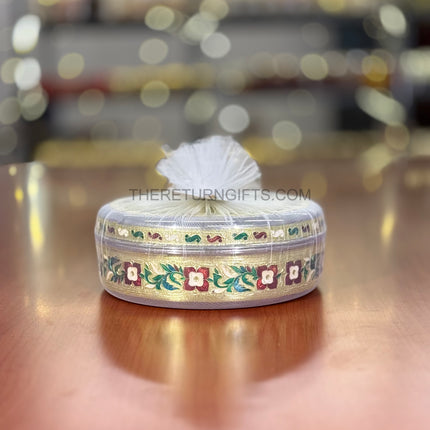 8" Meenakari Box | TRG0029 | 8 Inch Round Meenakari Stainless Steel Box Under ₹400 | Traditional Wedding Hamper, Pooja & Festive Return Gift