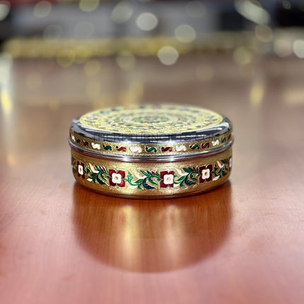 8" Meenakari Box | TRG0029 | 8 Inch Round Meenakari Stainless Steel Box Under ₹400 | Traditional Wedding Hamper, Pooja & Festive Return Gift