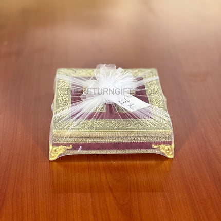 Red Velvet Square Decorative Box | TRG0003 | Velvet Square Gift Box Hampers Under ₹400 | Elegant Wedding, Engagement & Housewarming Return Gift