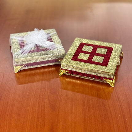Red Velvet Square Decorative Box | TRG0003 | Velvet Square Gift Box Hampers Under ₹400 | Elegant Wedding, Engagement & Housewarming Return Gift