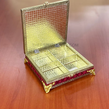 Red Velvet Square Decorative Box | TRG0003 | Velvet Square Gift Box Hampers Under ₹400 | Elegant Wedding, Engagement & Housewarming Return Gift