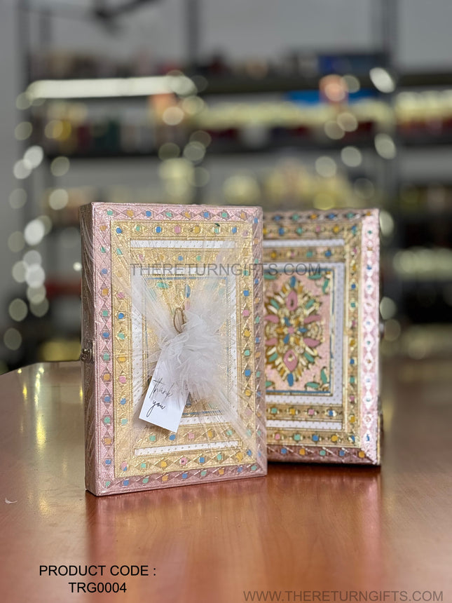 Pink Embossed Metal Box | TRG0004 | Small Embossed Pink Metal Gift Box Under ₹500 | Elegant Wedding & Birthday Return Gift Box