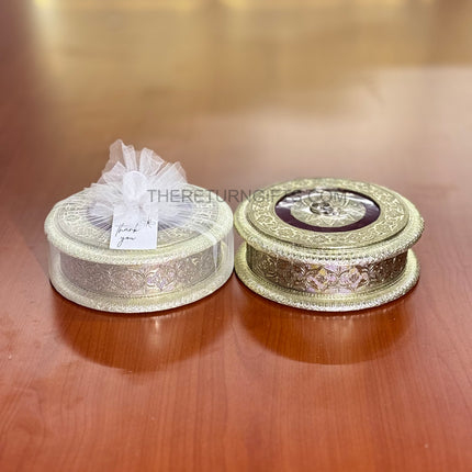 Maroon Antique Round Jewellery Box | TRG0005 | Antique Finish Maroon Velvet Round Under ₹400 | Elegant Gift Box for Wedding & Festive Return Gifts