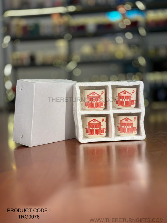 Terracotta Kulhad Ceramic Cup Set of 4 | TRG0078 | Ceramic Kulhad Tea & Coffee Cups Under ₹200 | Eco‑Friendly Traditional Cup Set & Festive Return Gift