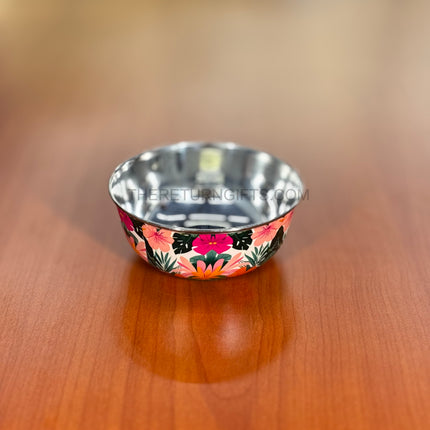 Printed Stainless Steel Bowl | TRG0070 | Floral Printed Steel Bowl Under ₹200 | Daily Use Snack Bowl & Budget Wedding Return Gift