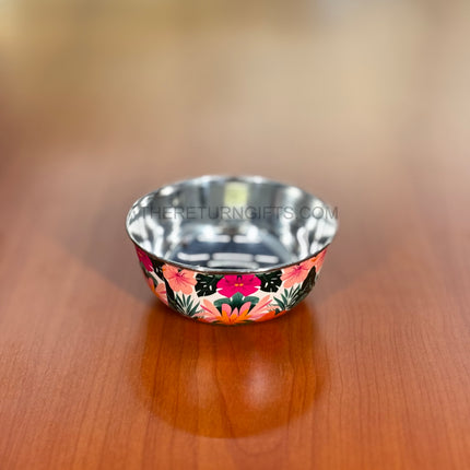 Printed Stainless Steel Bowl | TRG0070 | Floral Printed Steel Bowl Under ₹200 | Daily Use Snack Bowl & Budget Wedding Return Gift
