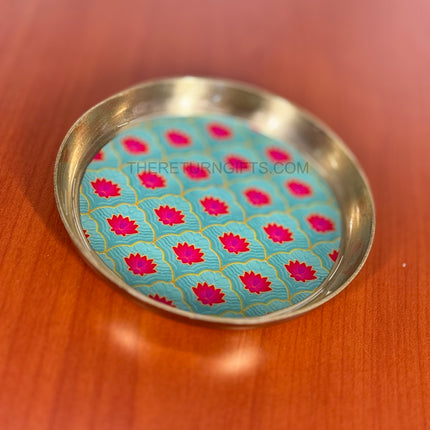 Printed Gold Plate | TRG0077 | Golden Finish Decorative Plate with Digital Floral Under ₹200 | Elegant Wedding & Housewarming Return Gift