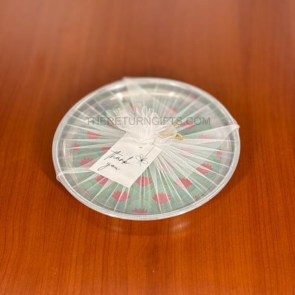 Printed Stainless Steel Plate | TRG0073 | Decorative Printed Steel Dinner / Pooja Plate Under ₹300 | Meenakari Style Steel Plate for Wedding & Festive Return Gifts