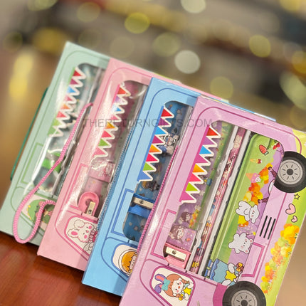Kids Bus Stationery Set | TRG0098 | Bus‑Shaped Pencil Box with Pencils, Eraser, Sharpener & Scale Under ₹150 | Stationery Kit & Birthday Return Gift for Kids