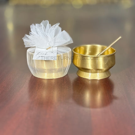 Brass Ice Cream Bowl with Spoon | TRG0092 | Brass Dessert Bowl & Spoon Gift Set Under ₹800 | Elegant Wedding & Housewarming Return Gift