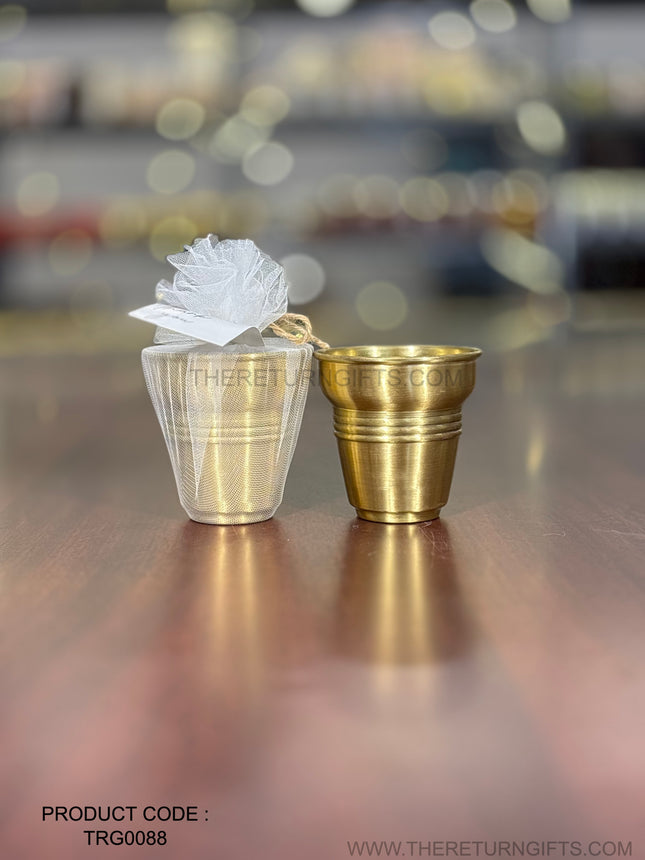 Brass Tumbler | TRG0088 | Pure Brass Drinking Glass Under ₹500 | Premium Water Tumbler & Wedding / Housewarming Return Gift