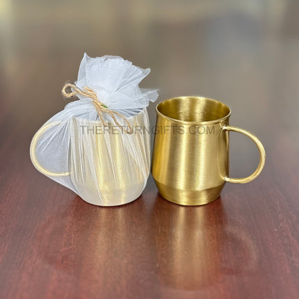 Brass Mug with Handle | TRG0087 | Handcrafted Brass Drinking Mug with Side Handle Under ₹700 | Traditional Water / Coffee Mug & Premium Wedding Gift