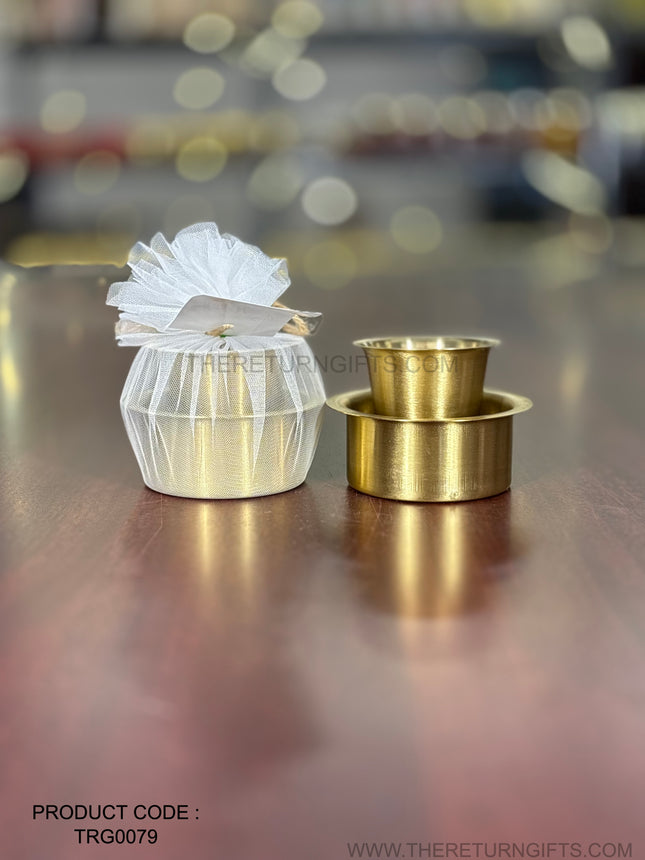 Brass Coffee Dabara Set Small | TRG0079 | Brass Dabara-Tumbler Filter Coffee Set Under ₹300 | Classic Coffee Serving Set & Wedding / Housewarming Gift