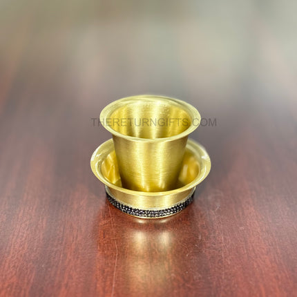 Brass Dabara with Stone Work | TRG0081 | Brass Dabara-Tumbler Coffee Set with Stone Design Under ₹800 | Ethnic Filter Coffee Set & Wedding / Housewarming Return Gift