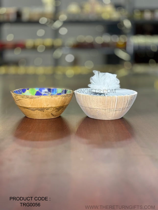 Printed Wooden Bowl M | TRG0056 | Medium Printed Wooden Serving Bowl for Salads & Snacks Under ₹400 | Decorative Tableware & Return Gift