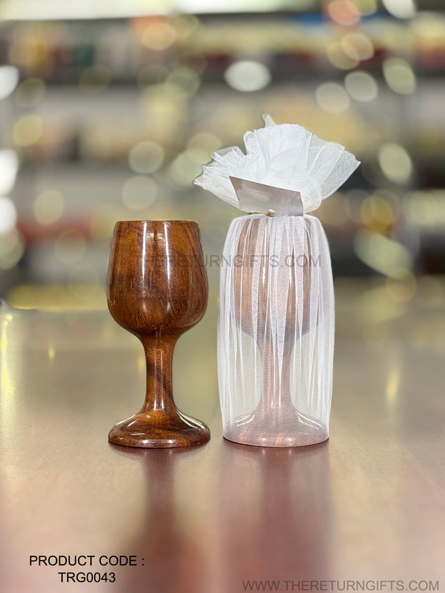 Wooden Goblet Cup | TRG0043 | Handcrafted Wooden Drinkware for Juice, Wine & Water Under ₹400 | Eco‑Friendly Stemmed Cup for Dining, Gifting & Return Gifts