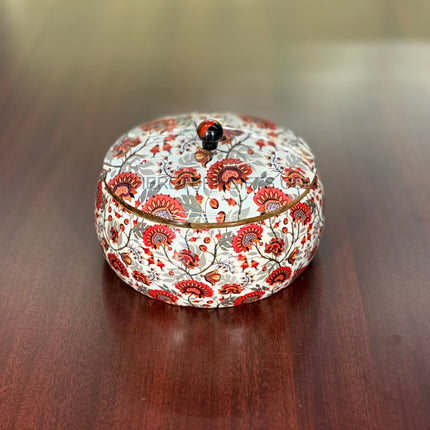 Wooden Round Floral Printed Roti/Chapathi Box | TRG0054 | Printed Round Wooden Box for Snacks, Dry Fruits & Jewellery Under ₹1100 | Decorative Wedding & Housewarming Return Gift