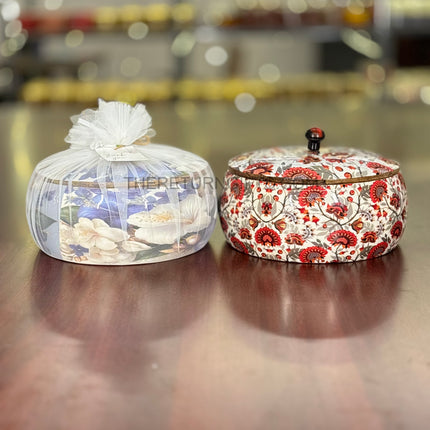 Wooden Round Floral Printed Roti/Chapathi Box | TRG0054 | Printed Round Wooden Box for Snacks, Dry Fruits & Jewellery Under ₹1100 | Decorative Wedding & Housewarming Return Gift