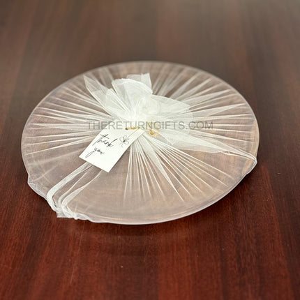 Wooden Round Serving Plate | TRG0051 | Round Wooden Platter for Snacks & Desserts Under ₹700 | Rustic Table Serving Plate & Return Gift