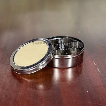Stainless Steel Transparent Lid Spice Box | TRG0093 | Classic Steel Masala Dabba with 7 Inner Cups & Spoon Under ₹400 | Daily Use Kitchen Organizer & Wedding Return Gift