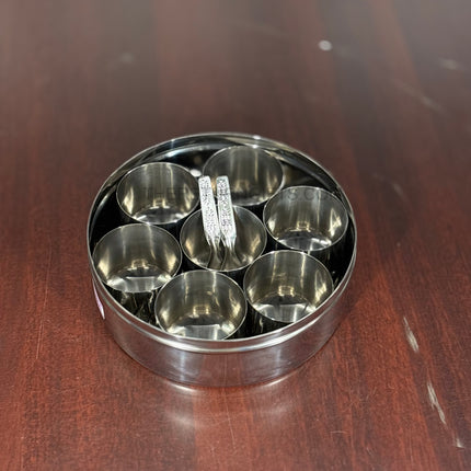 Stainless Steel Transparent Lid Spice Box | TRG0093 | Classic Steel Masala Dabba with 7 Inner Cups & Spoon Under ₹400 | Daily Use Kitchen Organizer & Wedding Return Gift