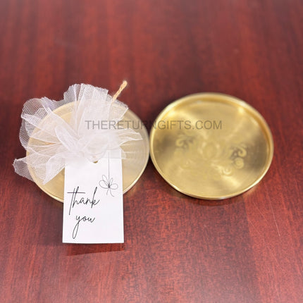 Brass Coasters with Lotus Design Return Gift | TRG0130 | Traditional Brass Housewarming Plate Under ₹400 | Wedding & Housewarming Favor