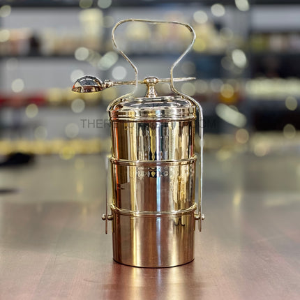 Brass 3-Layer Tiffin Carrier Return Gift | TRG0127 | Decorative Brass Food Carrier Under ₹4500 | Wedding & Puja Favor