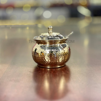 Brass Ghee Pot with Lid Return Gift | TRG0128 | Handcrafted Brass Kitchen Gift Under ₹1200 | Wedding & Housewarming Favor